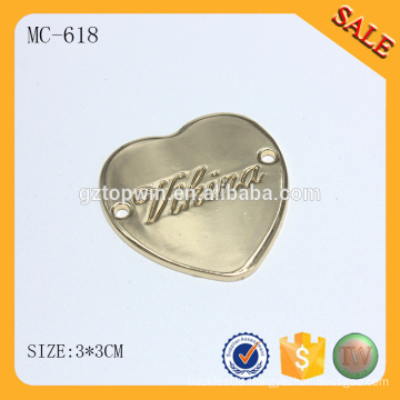 MC618 Heart shape custom made metal logo for clothing